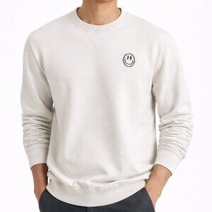 $80 Whalebone Delight Classic Crew Sweatshirt XL Ivory Smiley Stretch Montauk NY
